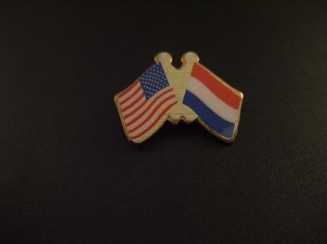 Vlag Amerika-Nederland , goudkleurige rand